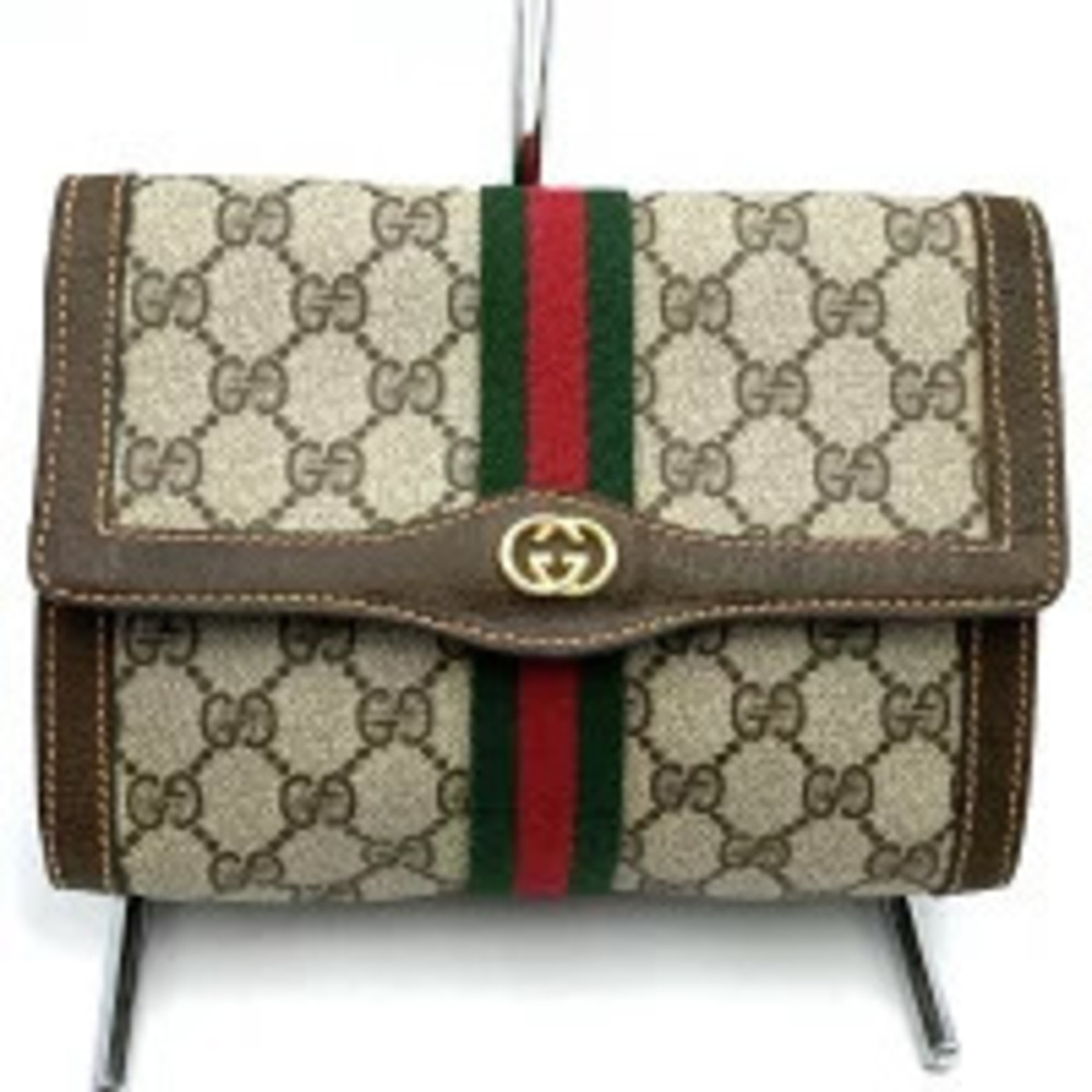 Gucci Pouch Clutch Bag GG Supreme Sherry